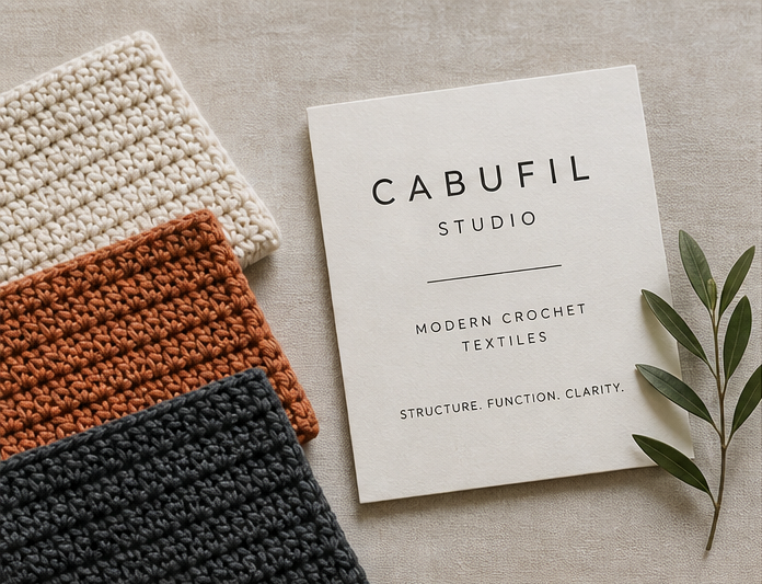 Three color samples next to cabufil printed pattern book